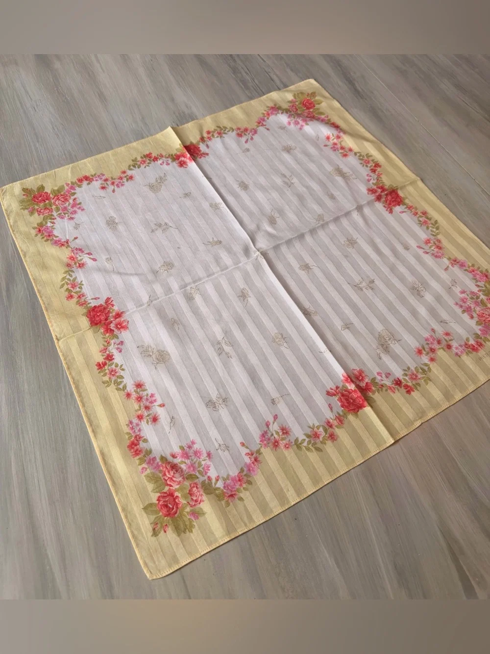 Pierre Balmain Paris French Luxury Vibrant Floral White & Yellow Scarf Bandana